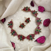 Vriksham Elegant Gold Look Alike Lotus Pendant Short Neckpiece-G18487